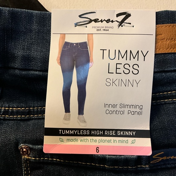 Seven7 Ladies Tummyless High Rise Skinny Jean Dark Blue/McKay Size 6 - Picture 9 of 12